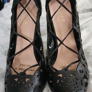 ANDREA FENZI Women's Black Lace-Up Shoes
